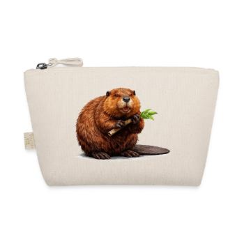 Beaver with branch forest animal illustration - Organic Pouch - nature - Front