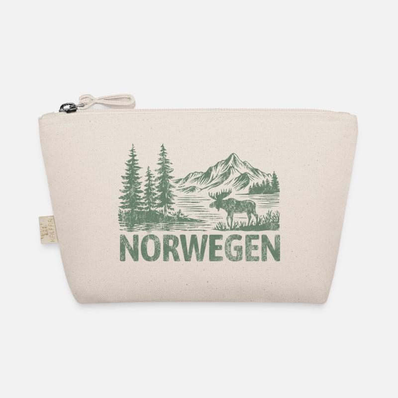 Norwegen Waldlandschaft mit Bergen, See und Elch Bio-Täschchen