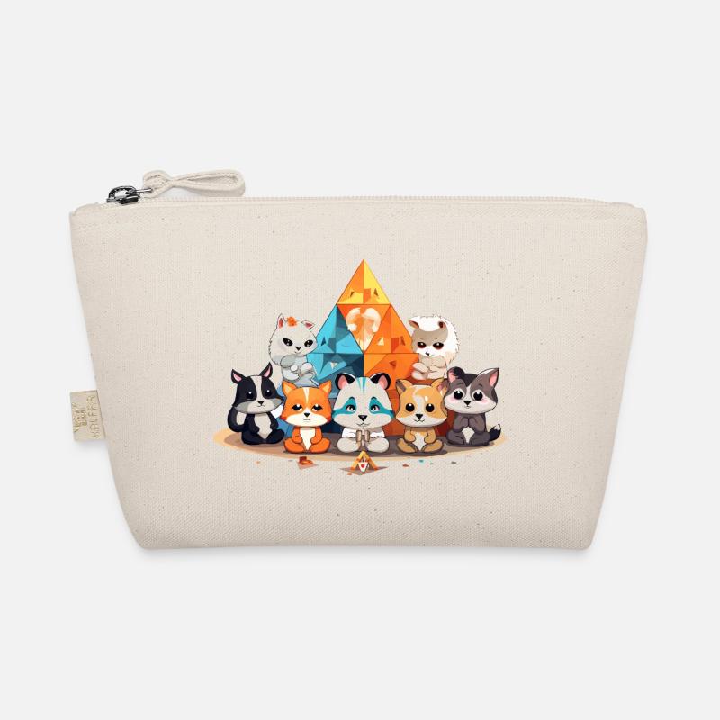 Cats in front of colorful crystal pyramids Organic Pouch