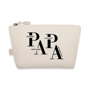 Gestaffeltes PAPA Design in Schwarz für helle Mode - Bio-Täschchen - Natur - Vorne