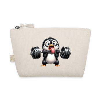 Lustiger Pinguin Gewichtheben Gym Rat Cartoon - Bio-Täschchen - Natur - Vorne