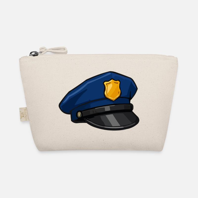 Cartoon-Polizeikappe mit Abzeichen Bio-Täschchen