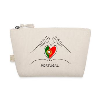 Portugal Fan Herz mit Portugiesischer Flagge - Bio-Täschchen - Natur - Vorne
