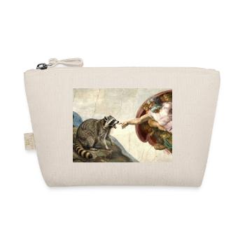 raccoon beating god's hand raccoon meme - Organic Pouch - nature - Front