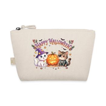 Happy Halloween mit Katzen & Kürbis - Bio-Täschchen - Natur - Vorne