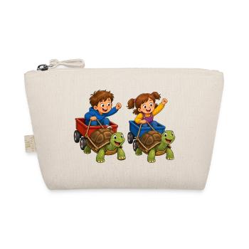 Kids turtle race in handcart fun - Organic Pouch - nature - Front