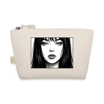 Monochrome portrait with long hair - Organic Pouch - nature - Front