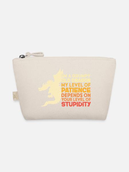 Grumpy Old Dragon Funny Patience Stupidity Graphic - Bio-Täschchen - Natur