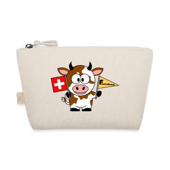 Kuh mit Fondue Flaggen - Bio-Täschchen - Natur - Vorne