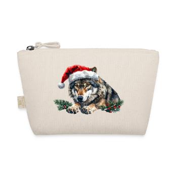 Weihnachtswolf-Weihnachtsmützen-Kunst - Bio-Täschchen - Natur - Vorne