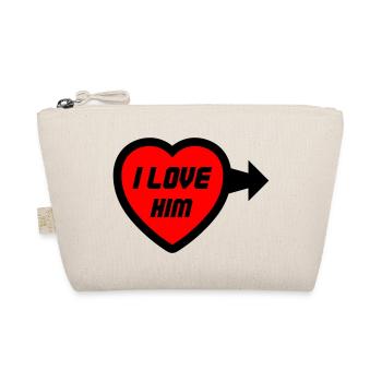 Herz I LOVE HIM Schriftlogo - Bio-Täschchen - Natur - Vorne