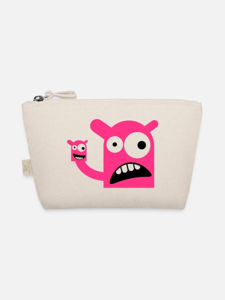 A monster with a Monster Doll - Organic Pouch - nature - Front