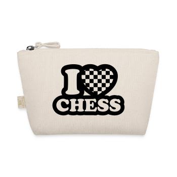 I love chess - Ich liebe Schach - Bio-Täschchen - Natur - Vorne