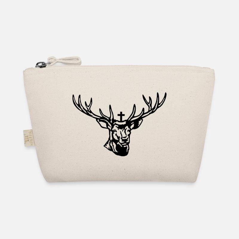 Hirschkopf Hirschgeweih schwarz Bio-Täschchen