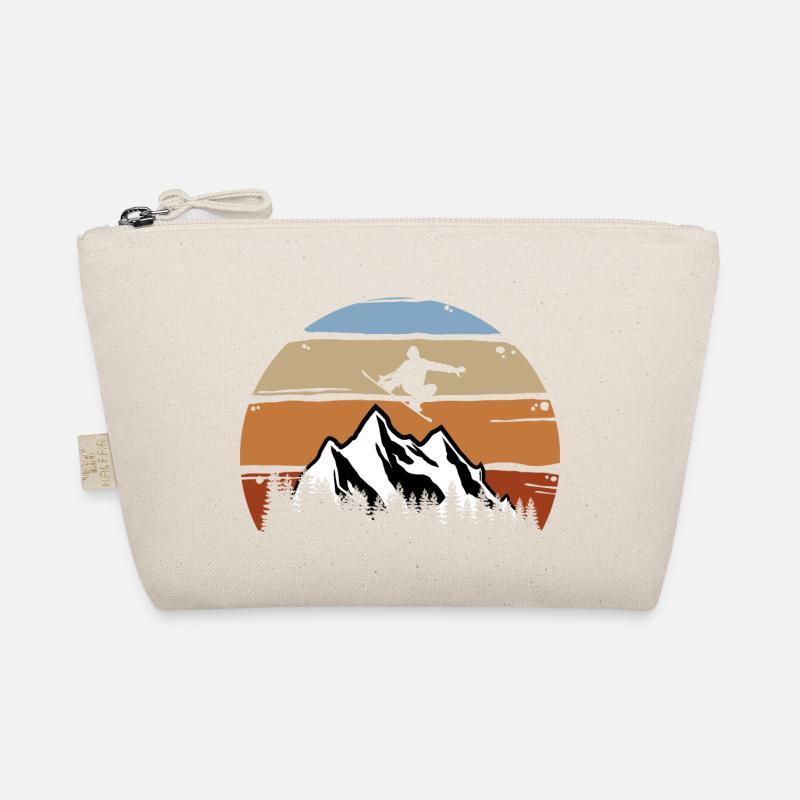 Sowboarder, Berge, Wintersport, Schnee, vintage - Bio-Täschchen - Natur