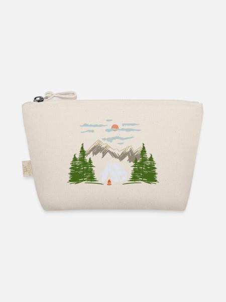 Camping Camping Mountain Motif Gift Idea - Organic Pouch - nature - Front