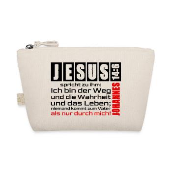 Jesus Christus Shirt Ich bin der Weg... Joh. 14:6 - Bio-Täschchen - Natur - Vorne