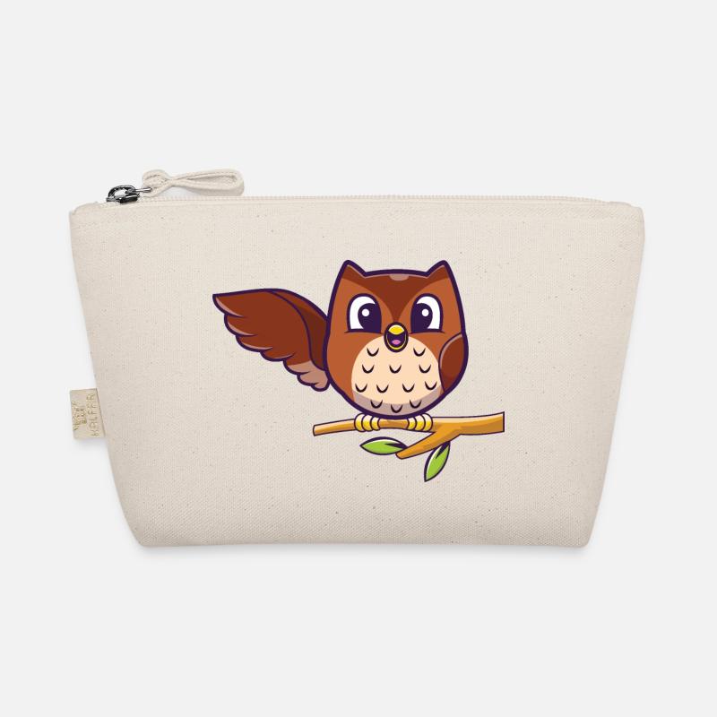 Hello Owl - Eule sitzt auf Ast und winkt Bio-Täschchen