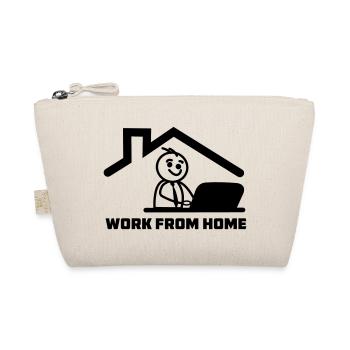 Working from home with stick figure behind laptop - Organic Pouch - nature - Front