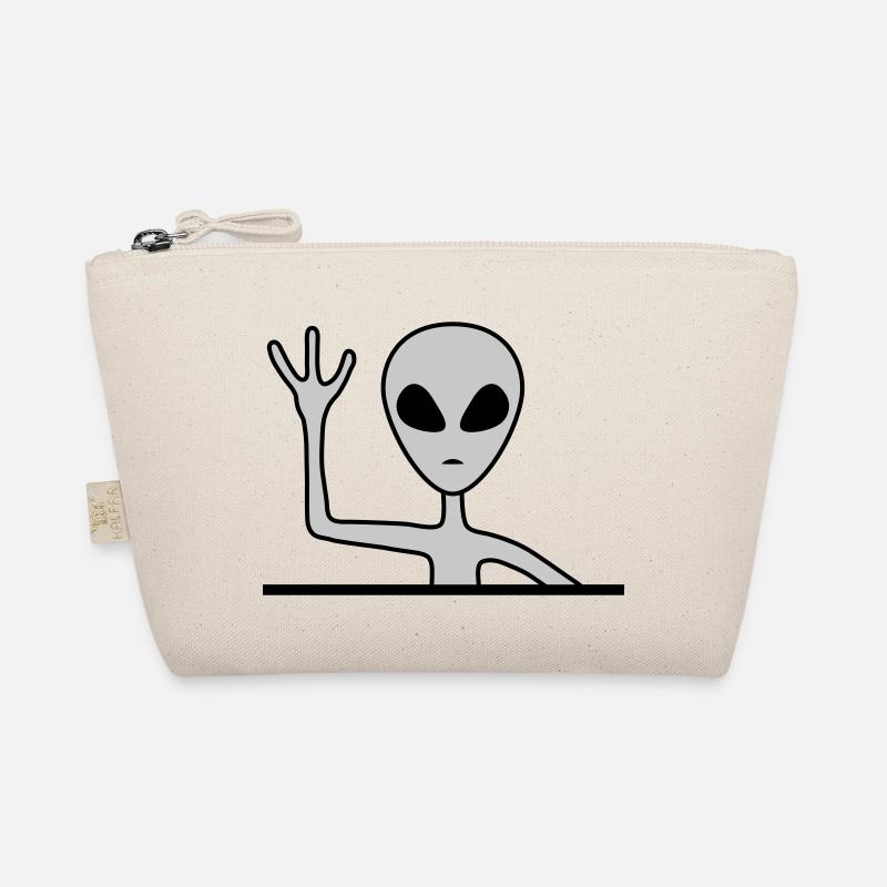 Graues Männchen Alien winkt Bio-Täschchen