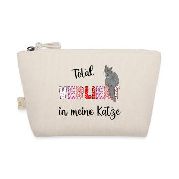 Verliebt in meine Katze, süßes Katzenmotiv - Bio-Täschchen - Natur - Vorne