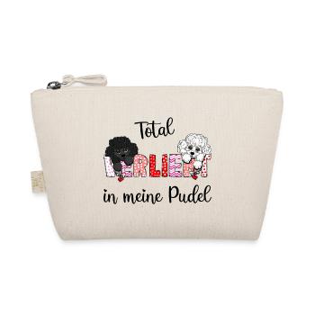 Verliebt in meine Pudel, süßes Pudelmmotiv - Bio-Täschchen - Natur - Vorne
