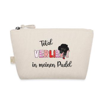 Verliebt in meinen Pudel, süßes Pudelmmotiv - Bio-Täschchen - Natur - Vorne