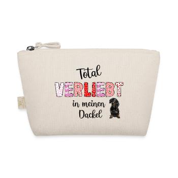 Verliebt in meinen Hund, süßes Dackelmotiv - Bio-Täschchen - Natur - Vorne