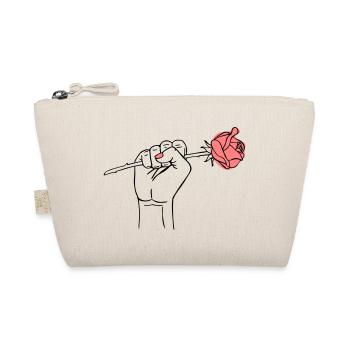 Girl Power Fist with Rose - Organic Pouch - nature - Front