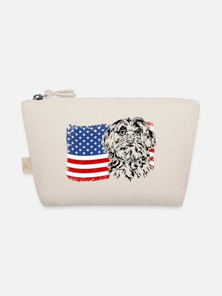 Maltese America Flag Dogs Wilsigns - Organic Pouch - nature - Front