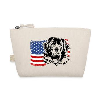 Landseer America Flag Dog Dogs Wilsigns - Organic Pouch - nature - Front