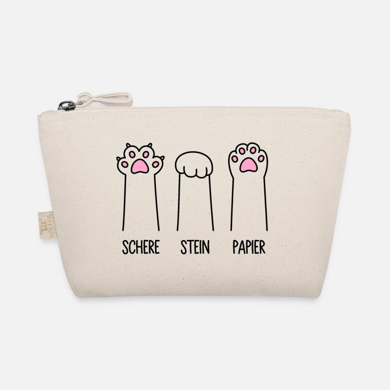 Schere Stein Papier Katze Pfote Spiel Katzenpfoten - Bio-Täschchen - Natur