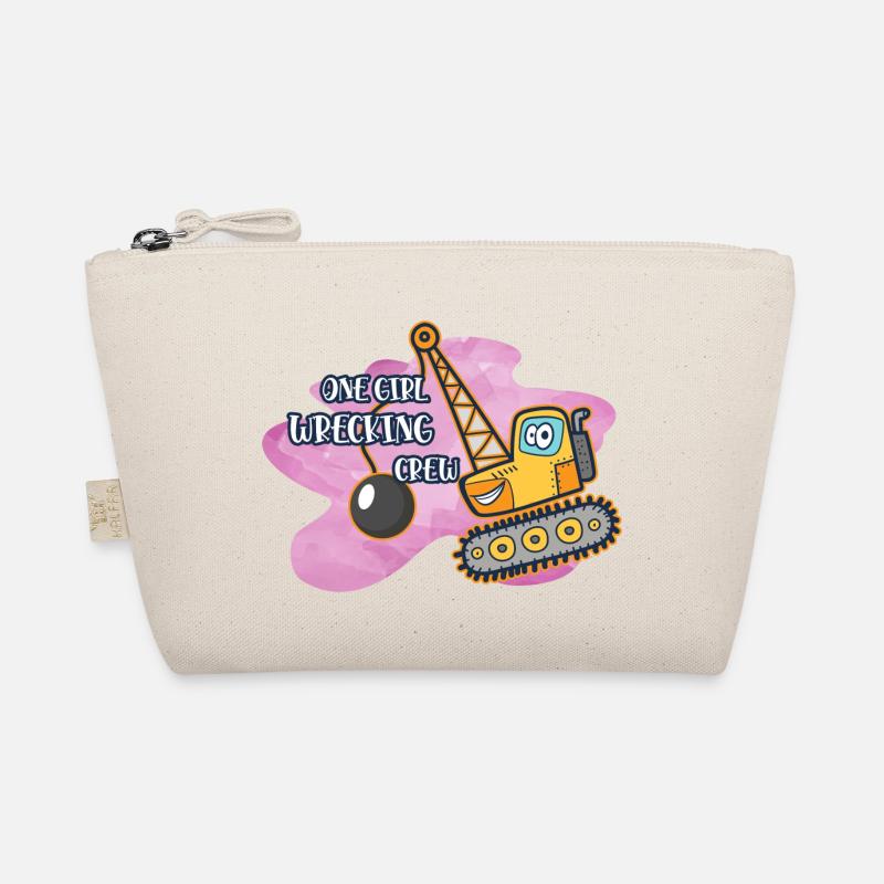 Bagger Baustelle Bauarbeiterin Mädchen I Geschenk Bio-Täschchen