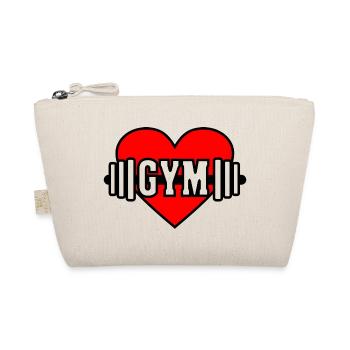 Dumbbell in red heart with text 'GYM' - Organic Pouch - nature - Front