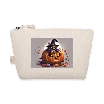 Halloween: Die Hexe und der Kürbis - Bio-Täschchen - Natur - Vorne