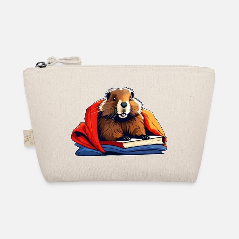 Cute groundhog reading is like dreaming Organic Pouch