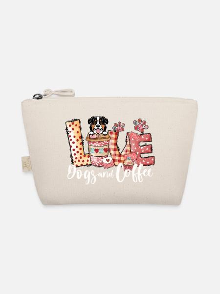Australian Shephard Dog Coffee Lover Valentines Da - Organic Pouch - nature - Front