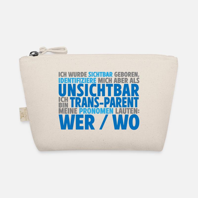 Unsichtbar Transparent Wer Wo | Farben änderbar - Bio-Täschchen - Natur