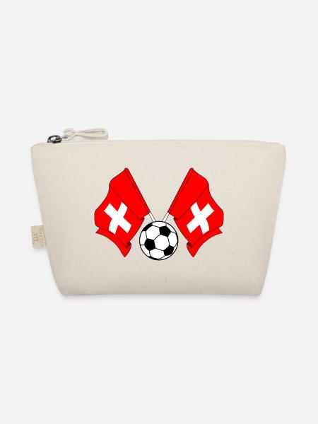 Zwei Schweizer Fahnen Fussball Schweiz - Bio-Täschchen - Natur - Vorne