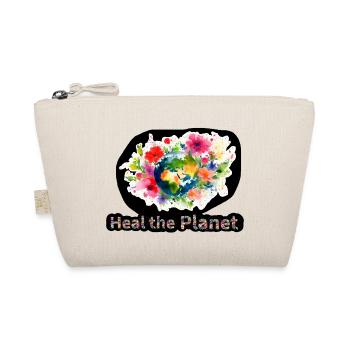 Heal the world, earth surrounded by flowers - Organic Pouch - nature - Front