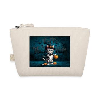 Gespenstische niedliche Halloween-Katze Spooky - Bio-Täschchen - Natur - Vorne