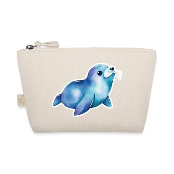 Cute Seal Watercolor Art - Adorable Animal Design - Organic Pouch - nature - Front