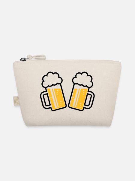 2 Bierkrüge Prosten Zu, Prosit! (Bier Maßkrüge 2C) - Bio-Täschchen - Natur - Vorne