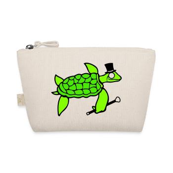 Mr. Turtle Sir Monocle Top Hat Rich - Organic Pouch - nature - Front