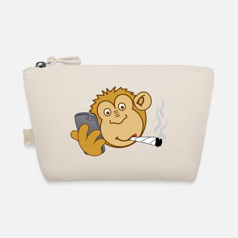 Monkey with phone and joint – modern addiction Organic Pouch