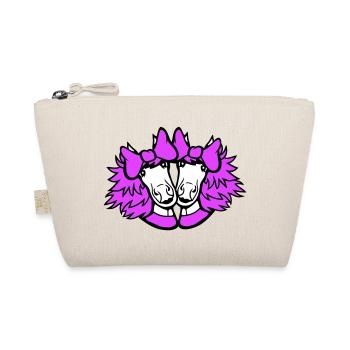 2 Horses Girl Female Team Couple Woman Bow - Organic Pouch - nature - Front