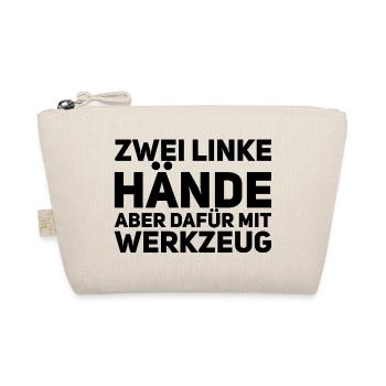 Zwei linke Hände - Handwerker Spruch - Bio-Täschchen - Natur - Vorne