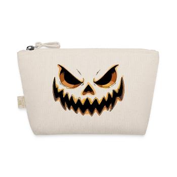 Grim Pumpkin Face for Halloween Boo - Organic Pouch - nature - Front