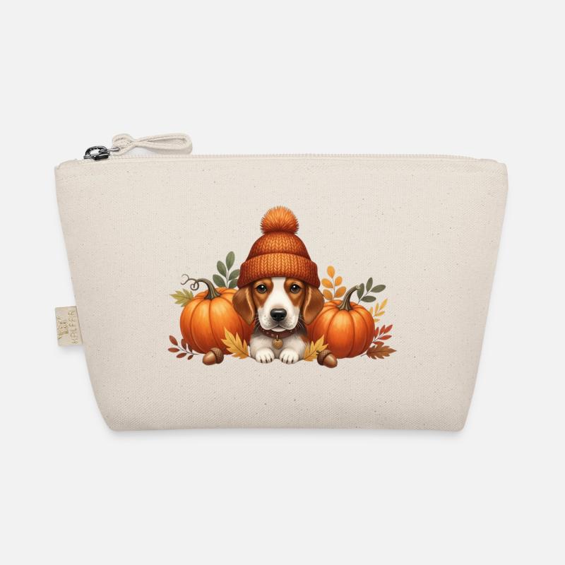 Chien Avec Citrouille Et Feuilles Conception D’automne - Trousse biologique - nature