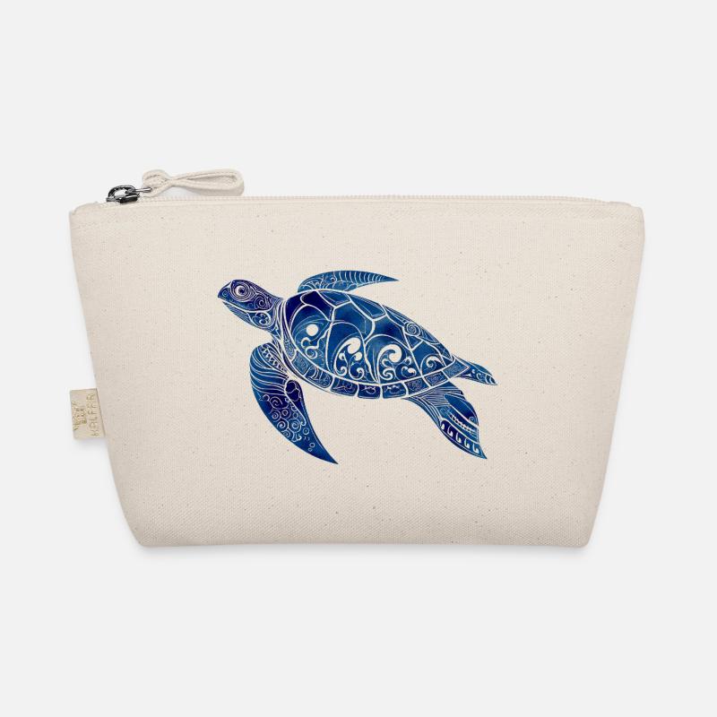 Tribal Schildkröte Blau – Ozean Design - Bio-Täschchen - Natur